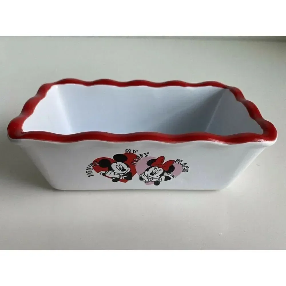Disney‎ Mickey Minnie Valentine’s Mini Loaf Bread Baking Pan Dish Ceramic…